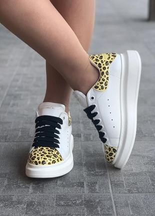 Кросівки alexander mcqueen white/leopard  кроссовки5 фото