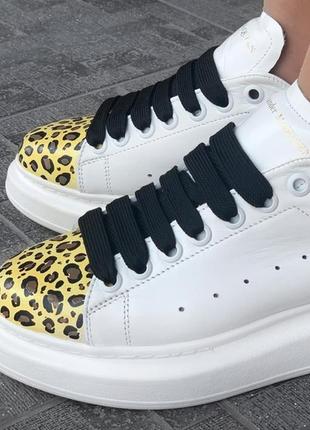 Кросівки alexander mcqueen white/leopard  кроссовки7 фото