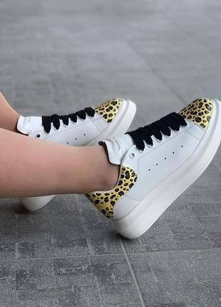 Кросівки alexander mcqueen white/leopard  кроссовки6 фото