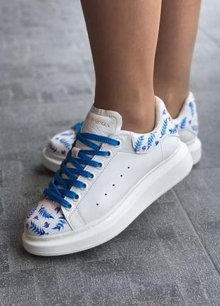 Кросівки alexander mcqueen white/blue leaf кроссовки