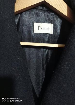 Чёрное базовое пальто демисезонное шерсть кашемир удобного покроя precis2 фото