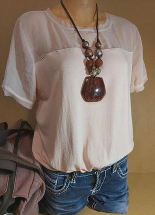 Пудровая блуза h&m. персиковая футболка h&m. летняя блуза вискоза4 фото