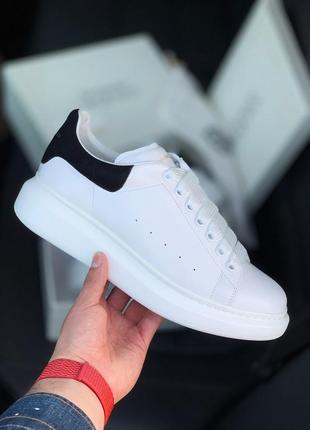 Alexander mcqueen lux white black, кросівки жіночі маквины білі, олександр маквин