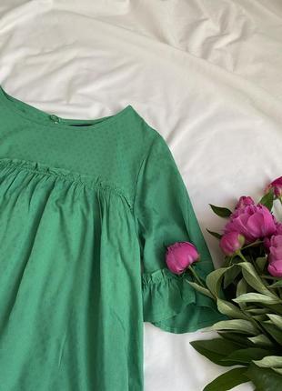 Зелёная блузочка топ свободного кроя футболка с рюшей6 фото