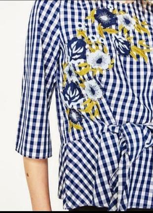 Сорочка клітинка з вишивкою від zara2 фото