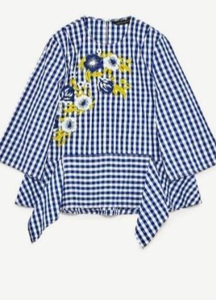 Сорочка клітинка з вишивкою від zara3 фото