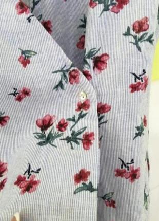 Рубашка цветочный принт на запах лён коттон от zara6 фото