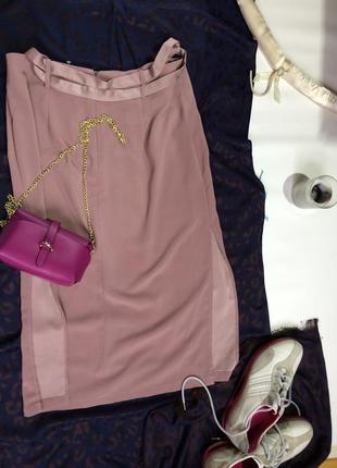 Летняя  однотонная   шёлковая бордовая юбка на размер 40- 42