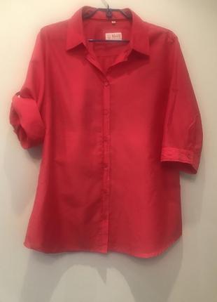 Milano легкая коттоновая с шелком рубашка с   блуза цвета малиновый коралл р.42/xl1 фото