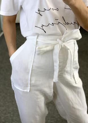 Белые брюки лен mark&spenser 403 фото