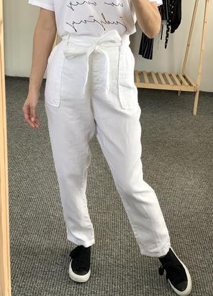 Белые брюки лен mark&spenser 406 фото