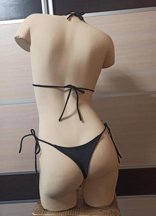 Открытый, раздельный купальник бикини, шторки, стринги, завязки, для загара8 фото