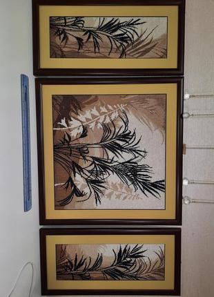 3 картини в одному стилі. листя папороті2 фото