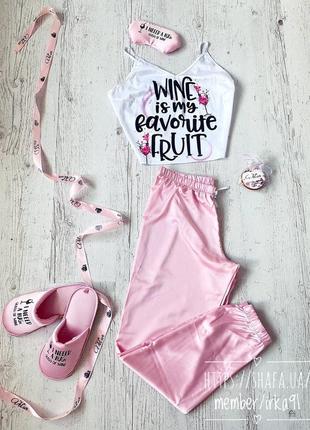 Шелковая пижама с принтом wine