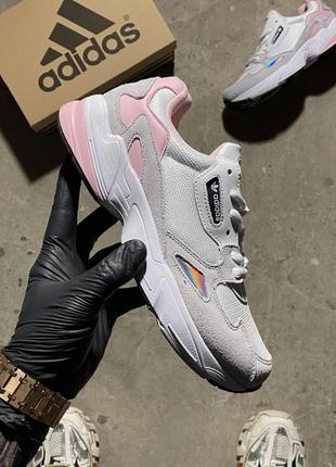 Кроссовки женские adidas falcon white pink biege