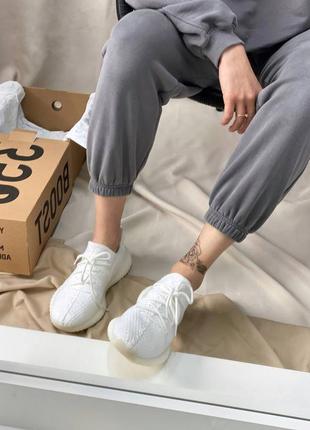 Женские кроссовки adidas yeezy boost 350 cream white  на шнуровке адидас буст 3509 фото