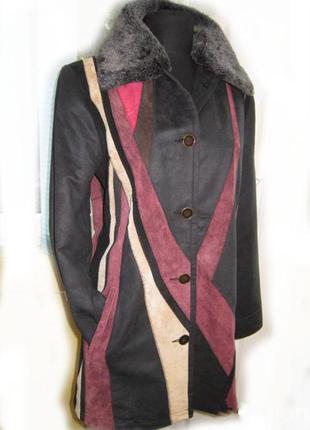 Модная куртка / полу пальто плащ  удлиненный пиджак /denim & co / ткань + 100% замша (1847_)2 фото