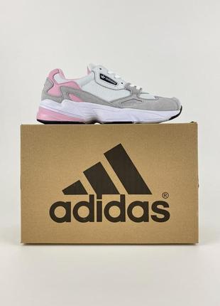 Кроссовки женские adidas falcon white pink biege2 фото