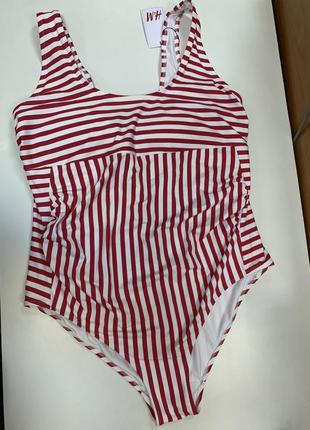 Женский купальник совместный для беременных полоска красная и белая от шведского брэнда h&m1 фото