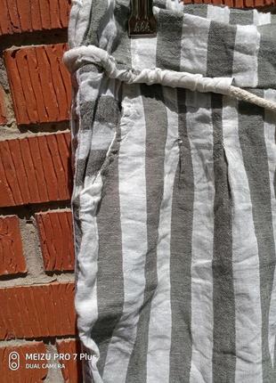 Легкие летние брюки с лампасами 100% лен made in italy6 фото