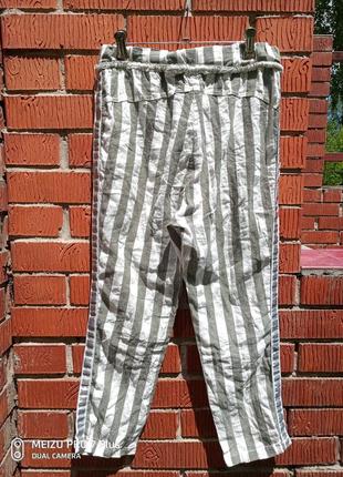 Легкие летние брюки с лампасами 100% лен made in italy5 фото