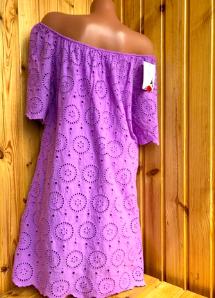 Практичное платье-туника из прошвы, хлопок, италия6 фото