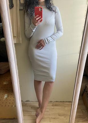 Красивое миди платье bodycon dress 10-12 в рубчик