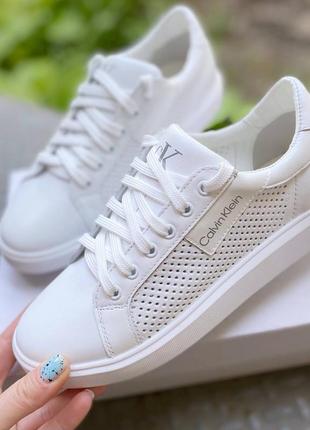 Ck база кеды 👟кроссовки перфорация на шнурках