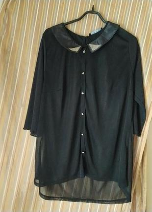 Atmosphere черная прозрачная блузка р.50-521 фото