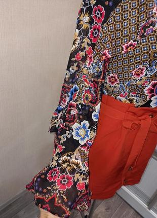 Шикарная стильная блуза с ришелье и оборками на рукавах 🌺4 фото