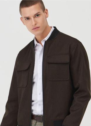 Мужская демисезонная весна осень стильная куртка в деловом стиле коричневая3 фото