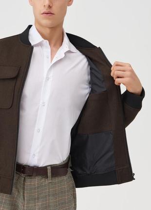 Мужская демисезонная весна осень стильная куртка в деловом стиле коричневая4 фото