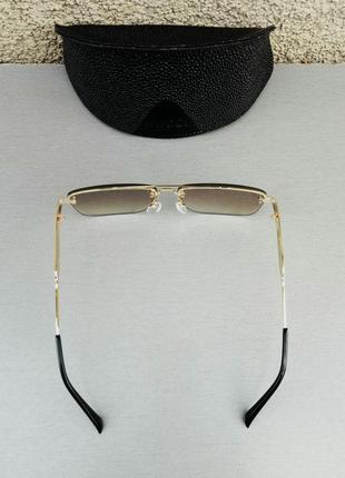Gucci окуляри чоловічі сонцезахисні коричневі з градієнтом в золотий металевій оправі5 фото