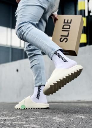 Хит трендовые шлёпанцы сланцы шлёпки женские adidas yeezy slide бежевые унисекс 36-45 р4 фото