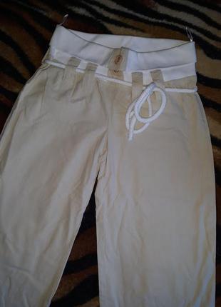 Штани літні лляні штани на резинці, брюки 7/82 фото