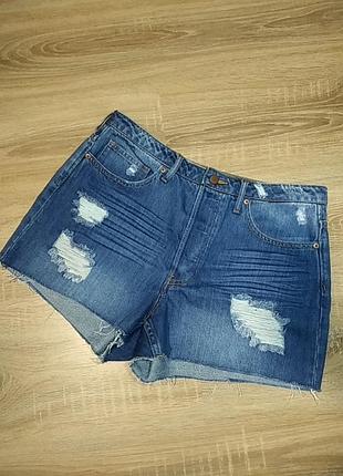 Голубые рваные шорты от h&m