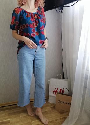 Блуза с рукавами в цветочный принт