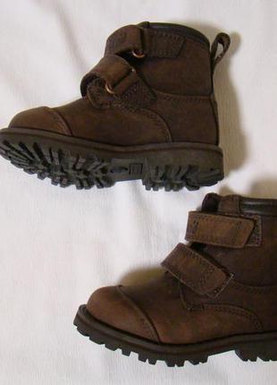 Ботинки детские демисезонные кожаные коричневые timberland (размер 21)2 фото