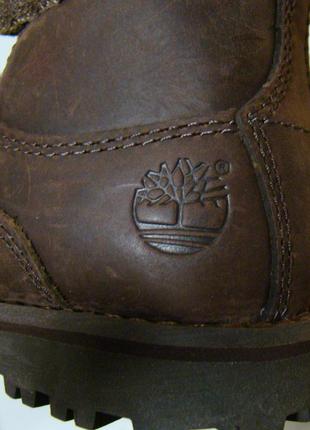 Ботинки детские демисезонные кожаные коричневые timberland (размер 21)4 фото