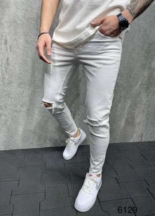 Джинсы мужские рваные белые турция / джинси чоловічі рвані білі турречина