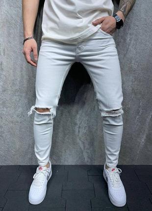 Джинси чоловічі рвані білі туреччина / джинси чоловічі рвані білі турречина2 фото