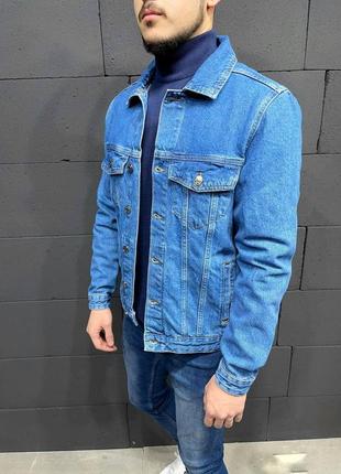 Джинсовка джинсовый пиджак оверсайз мужской синий турция / джинсовая куртка піджак курточка2 фото