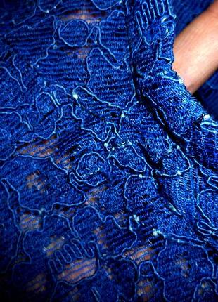 Винтажная кружевная гипюровая блузка кофточка синяя прорачная короткий рукав,ссср6 фото