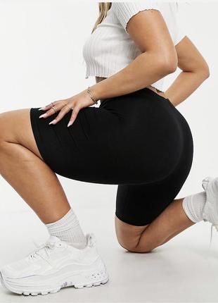 Чорні шорти велосипедки з віскози, базові легінси asos великого розміру