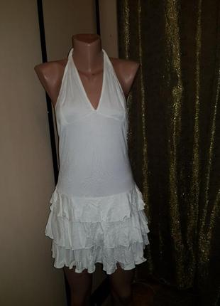 Сарафан  jennyfer  белый  рюша