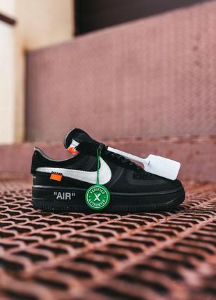 Кроссовки текстиль nike air force 1 off-white black2 фото