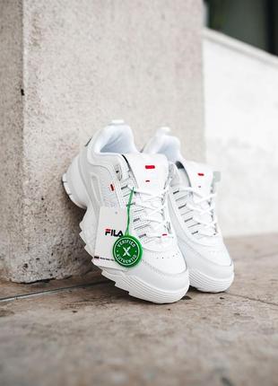 Кроссовки белые кожаные fila ​disruptor 2 white