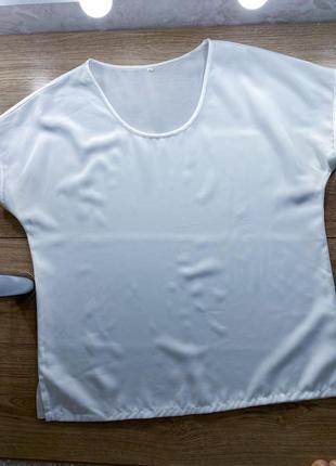 Базовая футболка из натурального шёлка белая шёлковая блуза4 фото