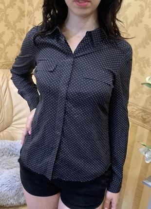 Рубашка блуза в горошек, корох с карманами