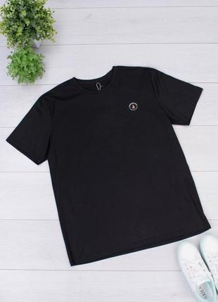 Стильная черная футболка однотонная базовая оверсайз большой размер батал